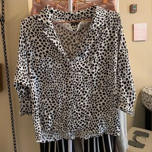 Dalmatian print button up top